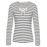 Women Stripe Long Sleeve Casual Tops T-Shirt Blouse