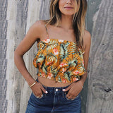 Women Sleeveless Tops Flower Print Blouse T Shirt Vest